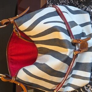 Dooney & Bourke ZEBRA PRINT Shoulder Bag with Leather Accents